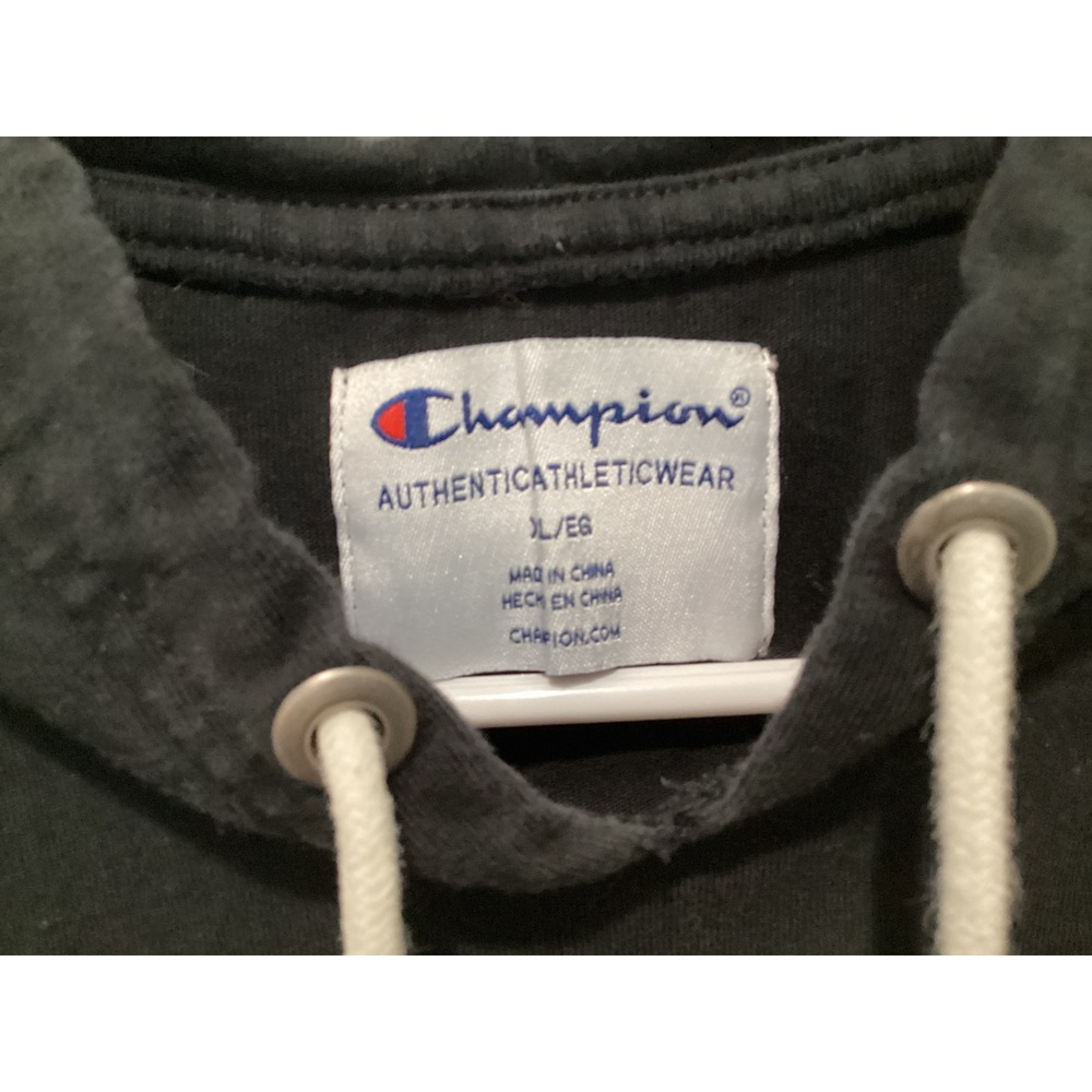 Champion Mens Black Script Logo Pullover Hoodie Sweatshirt XL Authentic Athletic - Picture 5 of 5
